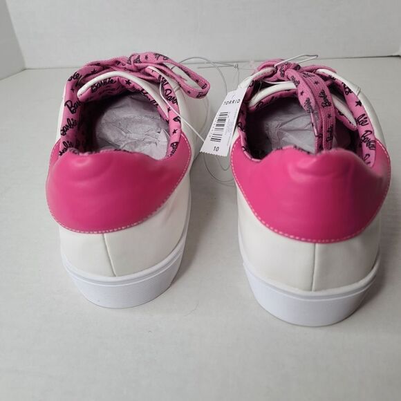 10W Barie Logo Pink White Lace Up Sneaker Lined Barbie Extra Wide Width Torrid - Picture 5 of 11